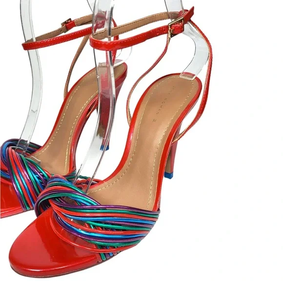 Zara Red and Multicolor Strappy Heels - Picture 5 of 13